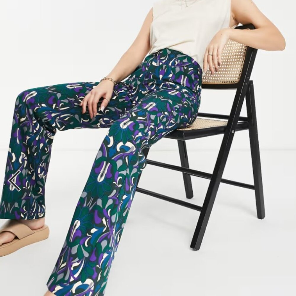 Mango straight leg trousers in 70s retro print
